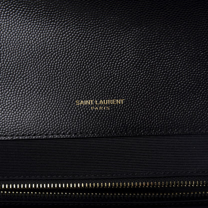 Saint Laurent Grain De Poudre Textured Mixed Matelasse Large Triquilt Monogram Satchel Black 8 of 11
