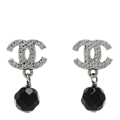 Chanel Beaded CC Drop Earrings Ruthenium Black 1 of 3