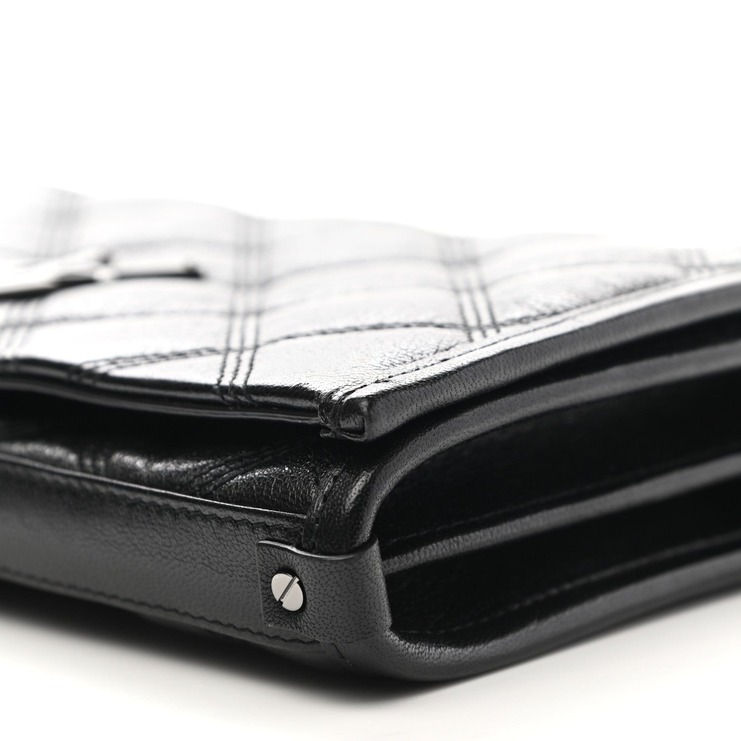 Saint Laurent Lambskin Diamond Quilted Becky Chain Wallet Black 6 of 9