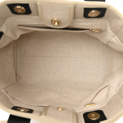 Chanel Mixed Fibers Small Deauville Tote Beige Black 6 of 11