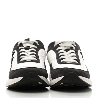 Chanel Nylon Suede Calfskin CC Sneakers 41 White Dark Grey 2 of 9