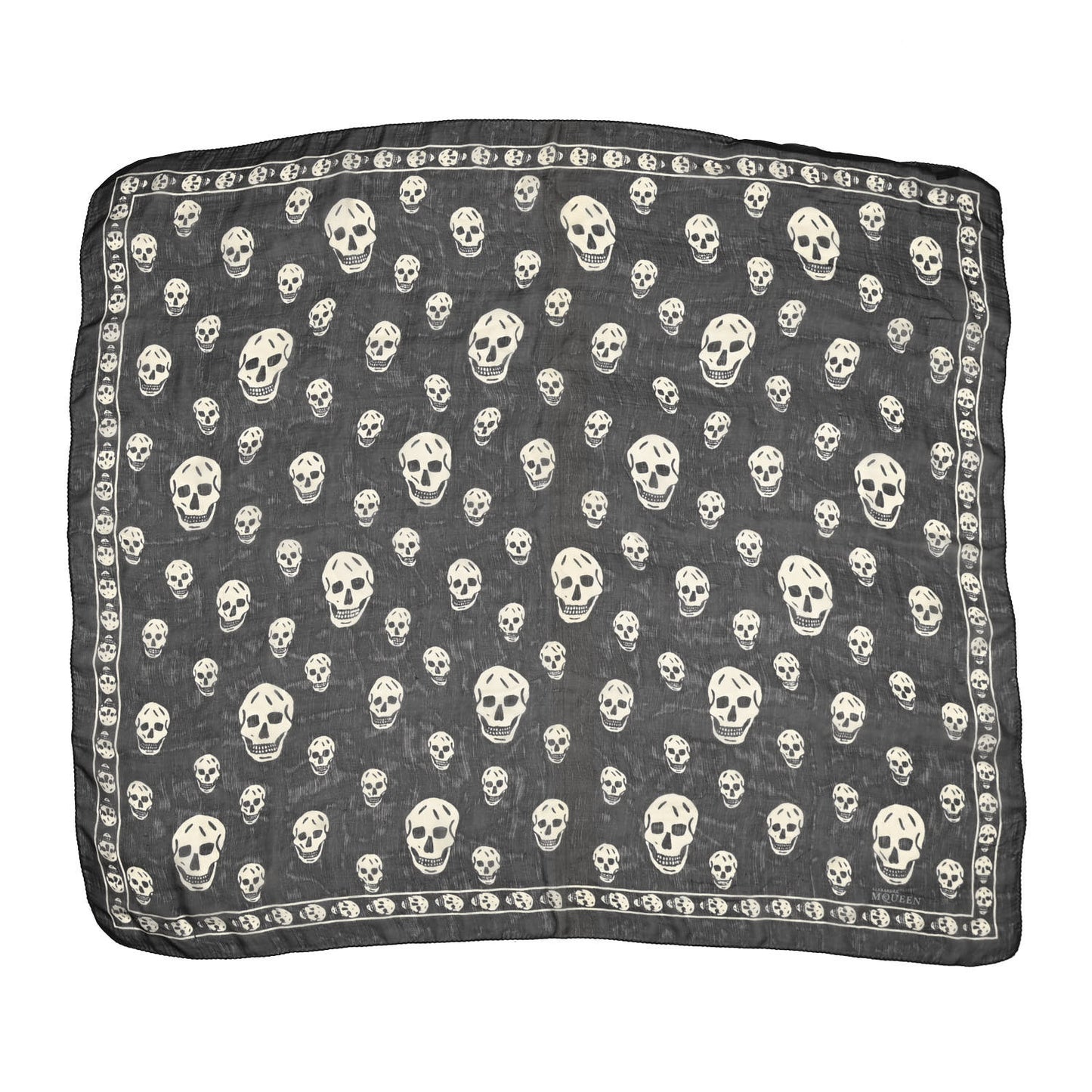 Silk Chiffon Skull Scarf Black Ivory