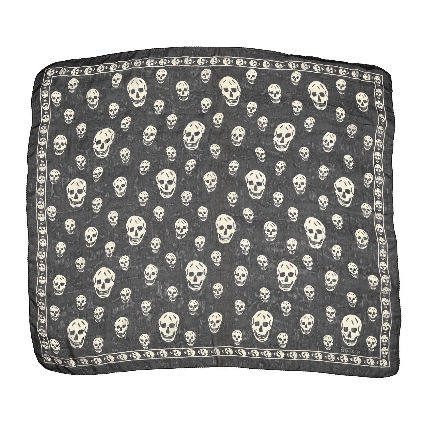 Alexander McQueen Silk Chiffon Skull Scarf Black Ivory 1 of 6
