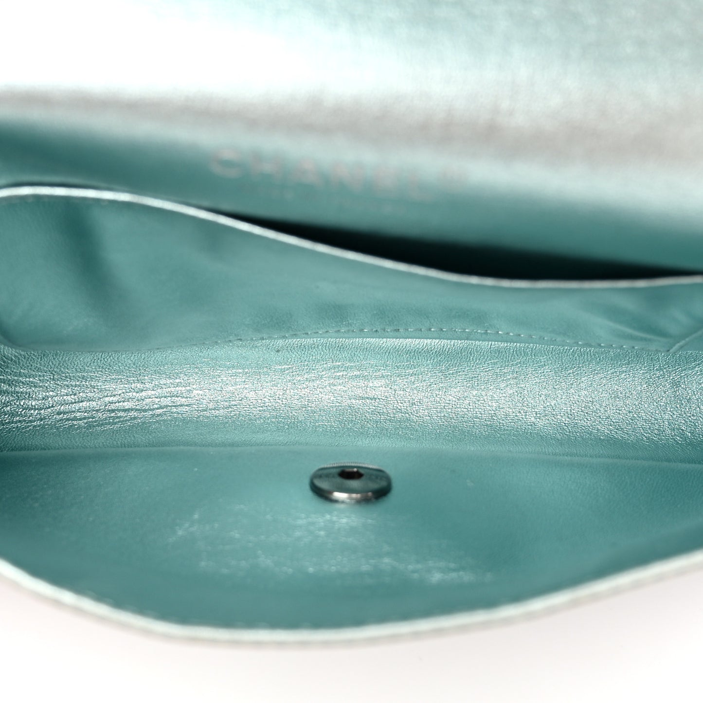 Metallic Lambskin PVC Star Medium Single Flap Blue Black