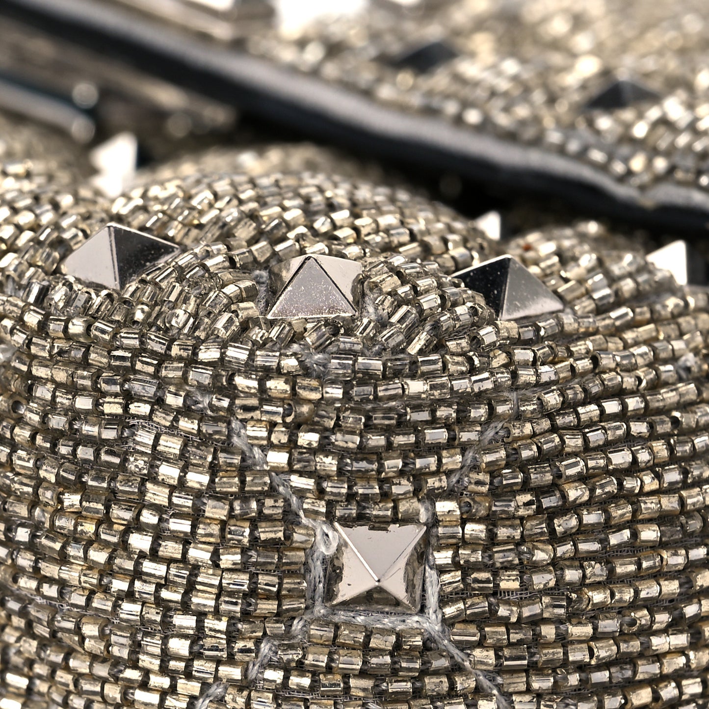 Beaded Micro Rockstud Spike It Shoulder Bag Silver