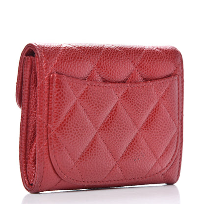 Chanel Caviar Quilted Flap Card Holder Wallet Red 3 of 10