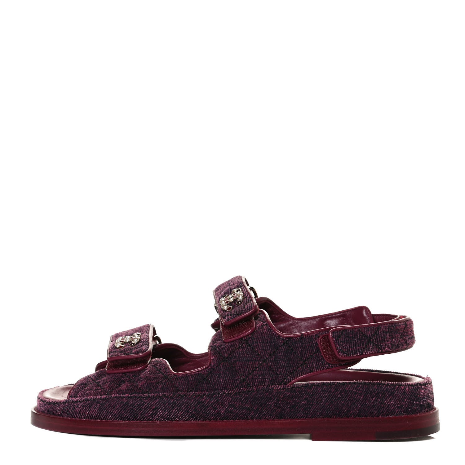 Chanel Velvet Velcro Dad Sandals 37.5 Pink 1 of 12