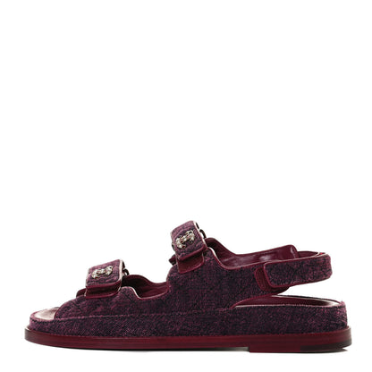 Chanel Velvet Velcro Dad Sandals 37.5 Pink 1 of 12