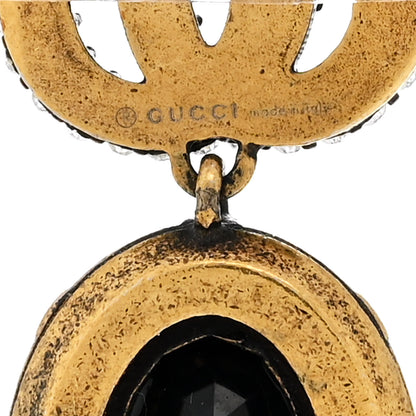 Gucci Crystal Double G Earrings Black Aged Gold 4 of 5