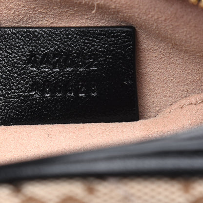 Gucci Monogram Matelasse Diagonal Small GG Marmont Chain Shoulder Bag Beige Black 7 of 11