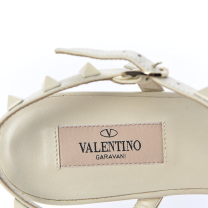 Valentino Garavani Calfskin Lacquered Monochrome Rockstud Gladiator Flat Sandals 36 Ivory 7 of 10