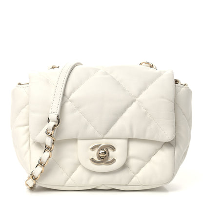 Chanel Calfskin Quilted Mini Square Bubbly Flap White 1 of 9