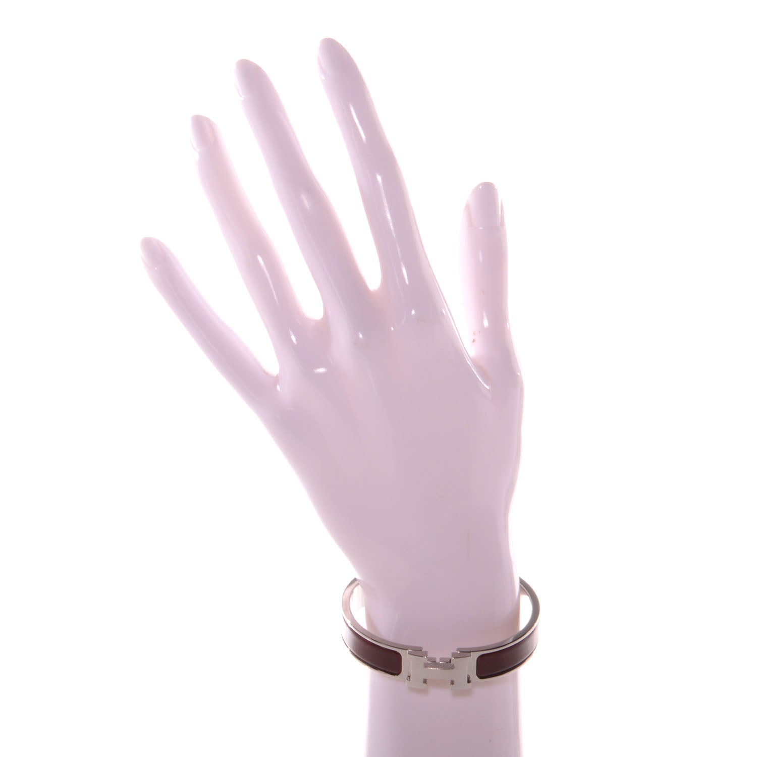 Hermes Narrow Enamel Clic Clac H Bracelet PM Burgundy 2 of 6