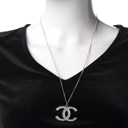 Chanel Crystal Timeless CC Necklace Silver 2 of 5