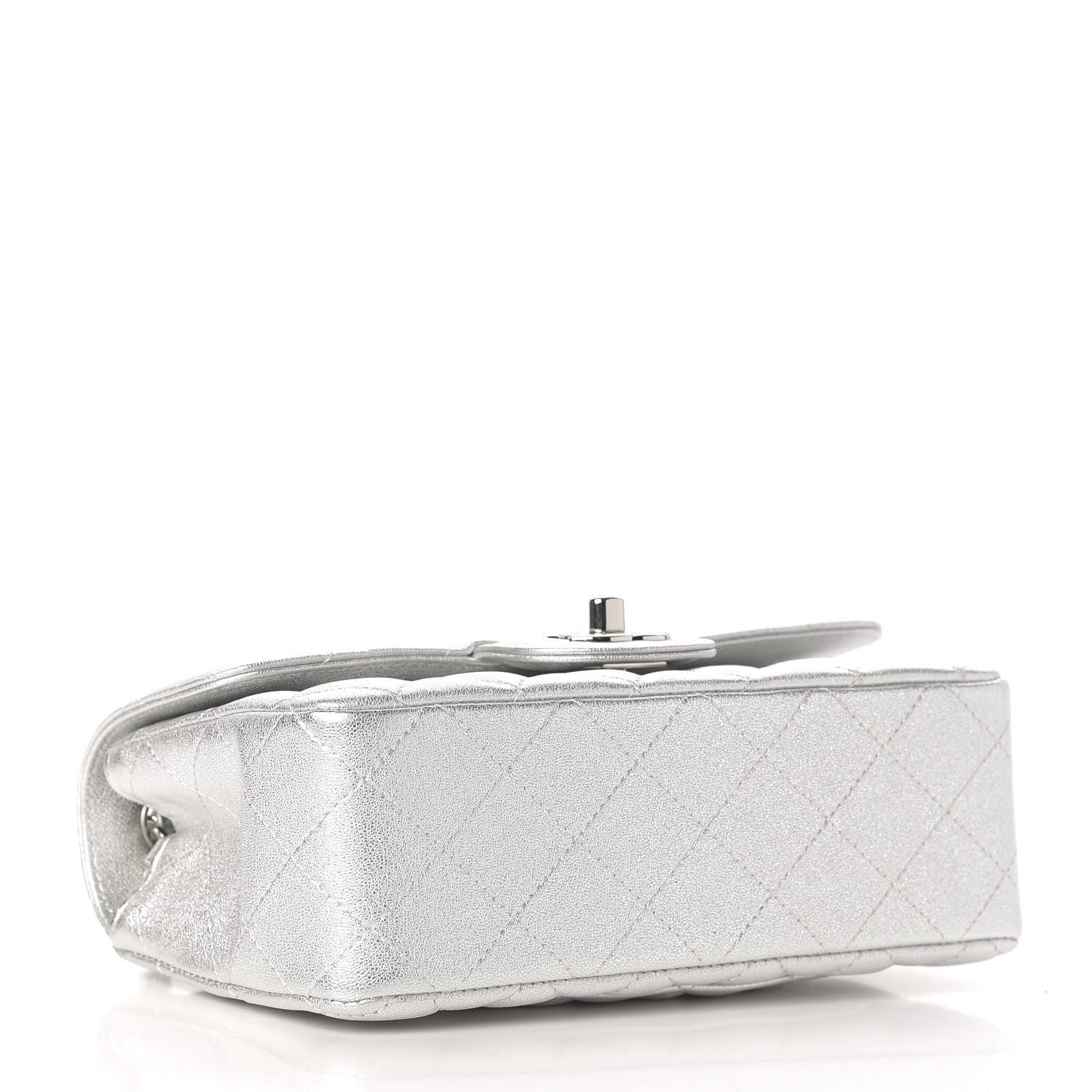 Chanel Metallic Lambskin Quilted Mini Rectangular Flap Silver 4 of 9