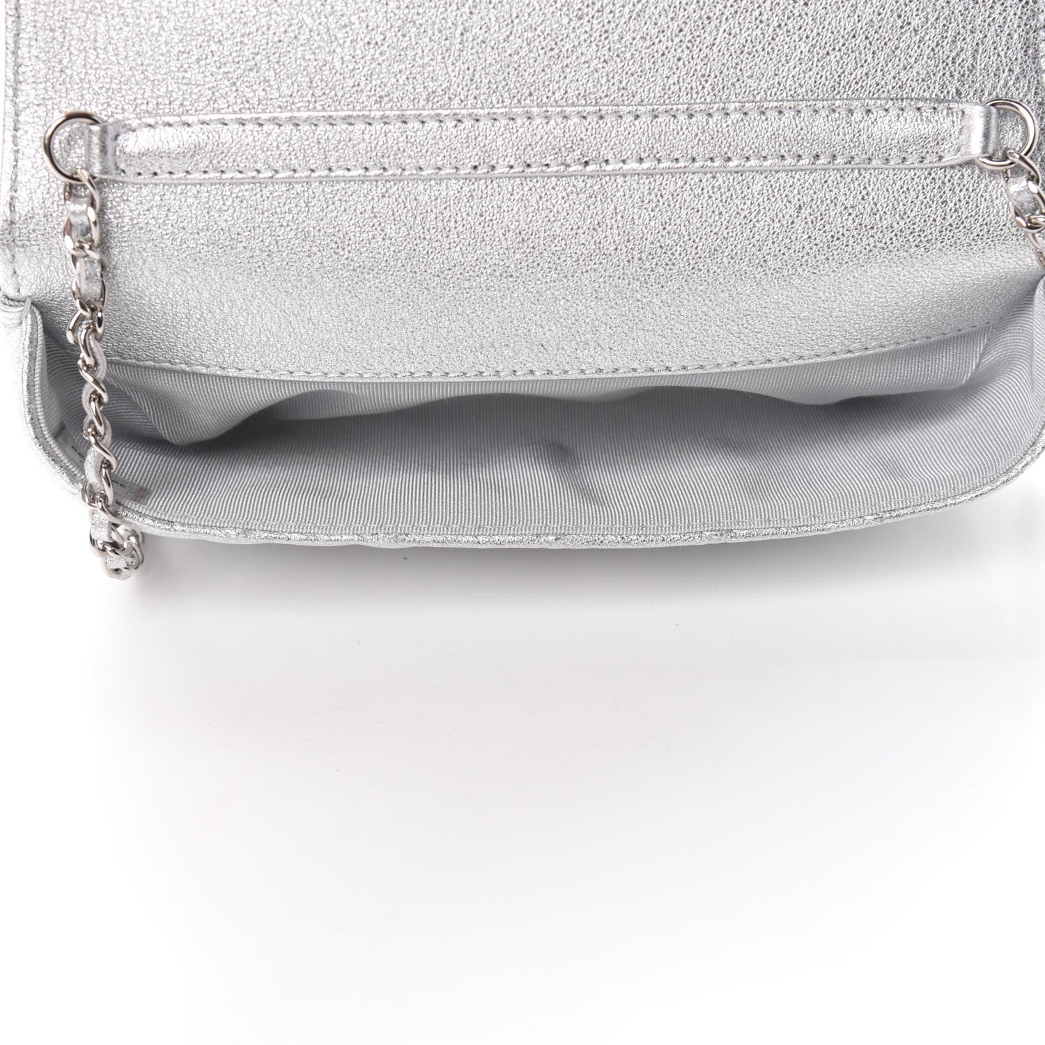 Chanel Metallic Lambskin Quilted Glasses Case With Chain Silver 5 of 11