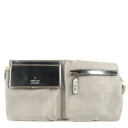 Gucci GG Monogram Web Double Pocket Belt Bag Silver 1 of 7