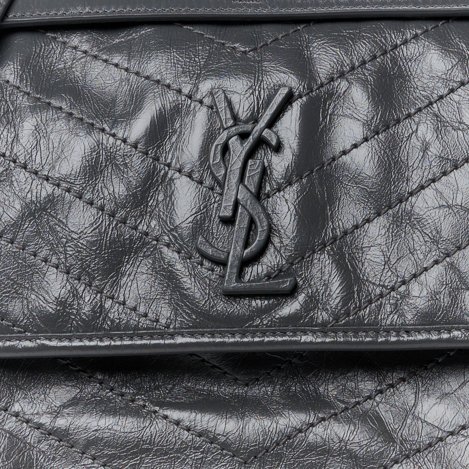 Saint Laurent SAINT LAURENT Crinkled Calfskin Matelasse Monogram Medium Niki Chain Satchel Storm 9 of 11