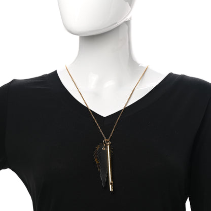 Louis Vuitton LV Nanogram Whistle Chain Leaf Pendant Necklace Gold 2 of 6
