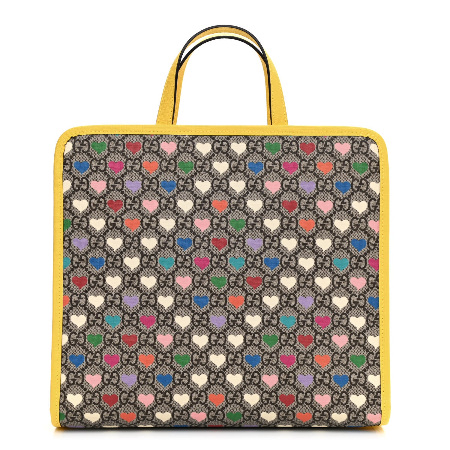Gucci GG Supreme Monogram Hearts Childrens Tote Beige Ebony Multicolor Freesia 1 of 9