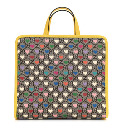 Gucci GG Supreme Monogram Hearts Childrens Tote Beige Ebony Multicolor Freesia 1 of 9