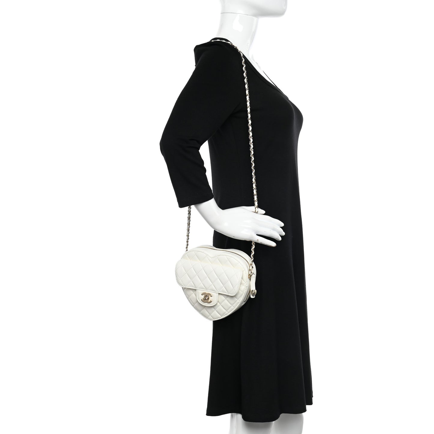 Lambskin Quilted CC In Love Heart Bag White