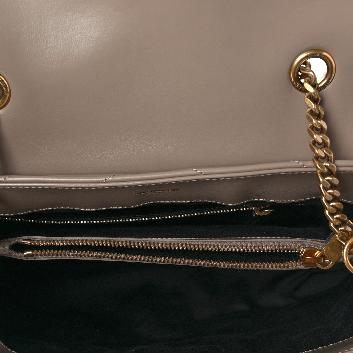 Saint Laurent Calfskin Y Quilted Monogram Medium Loulou Chain Satchel Taupe 5 of 7