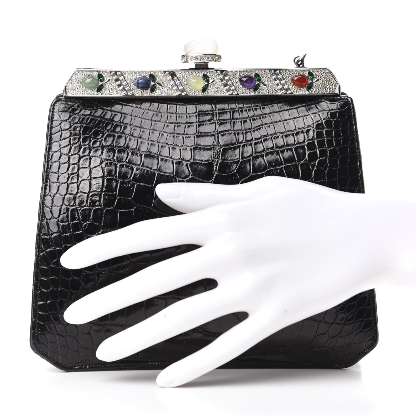 Alligator Crystal Evening Bag Black