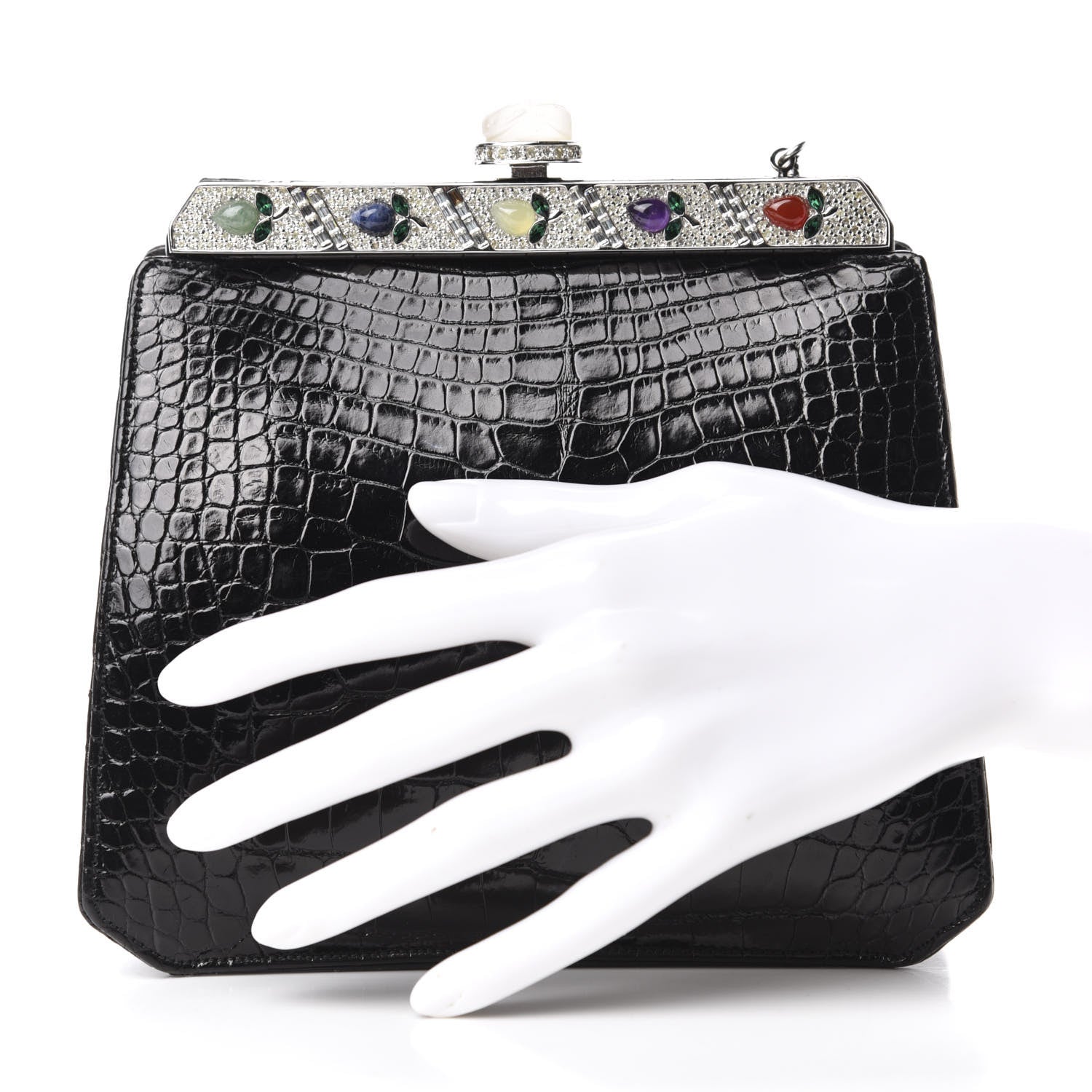 Judith Leiber Alligator Crystal Evening Bag Black 2 of 12