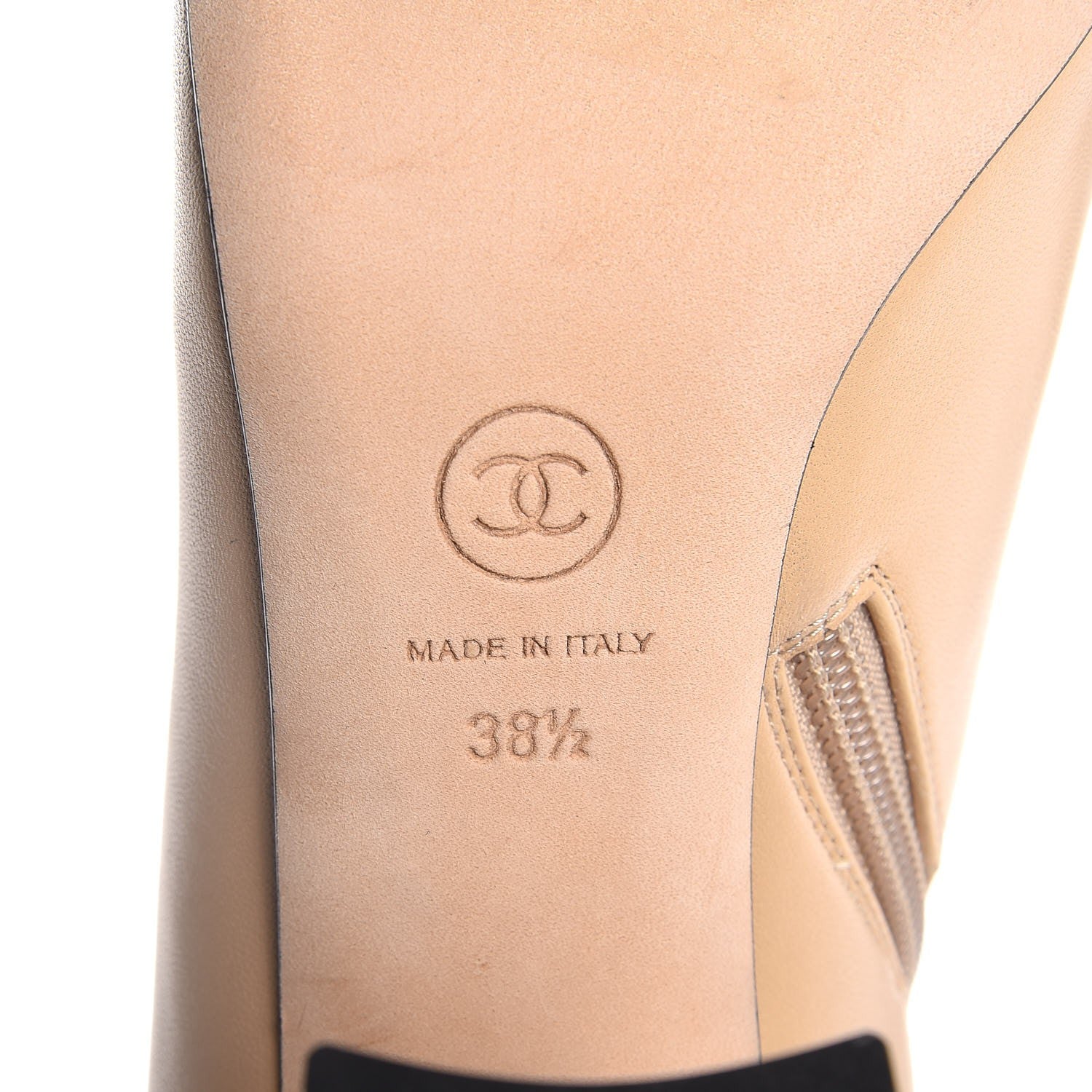 Chanel Lambskin CC Chain Cap Toe Short Boots 38.5 Beige Black 7 of 9