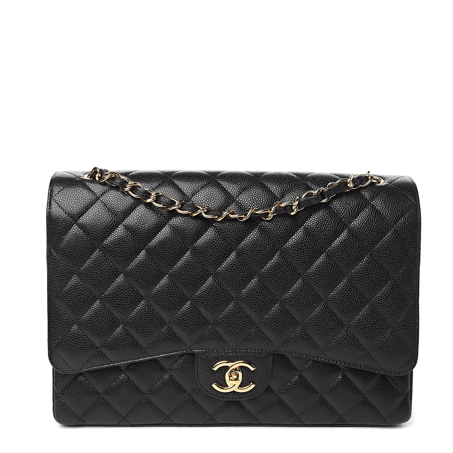 Caviar Quilted Maxi Double Flap Black