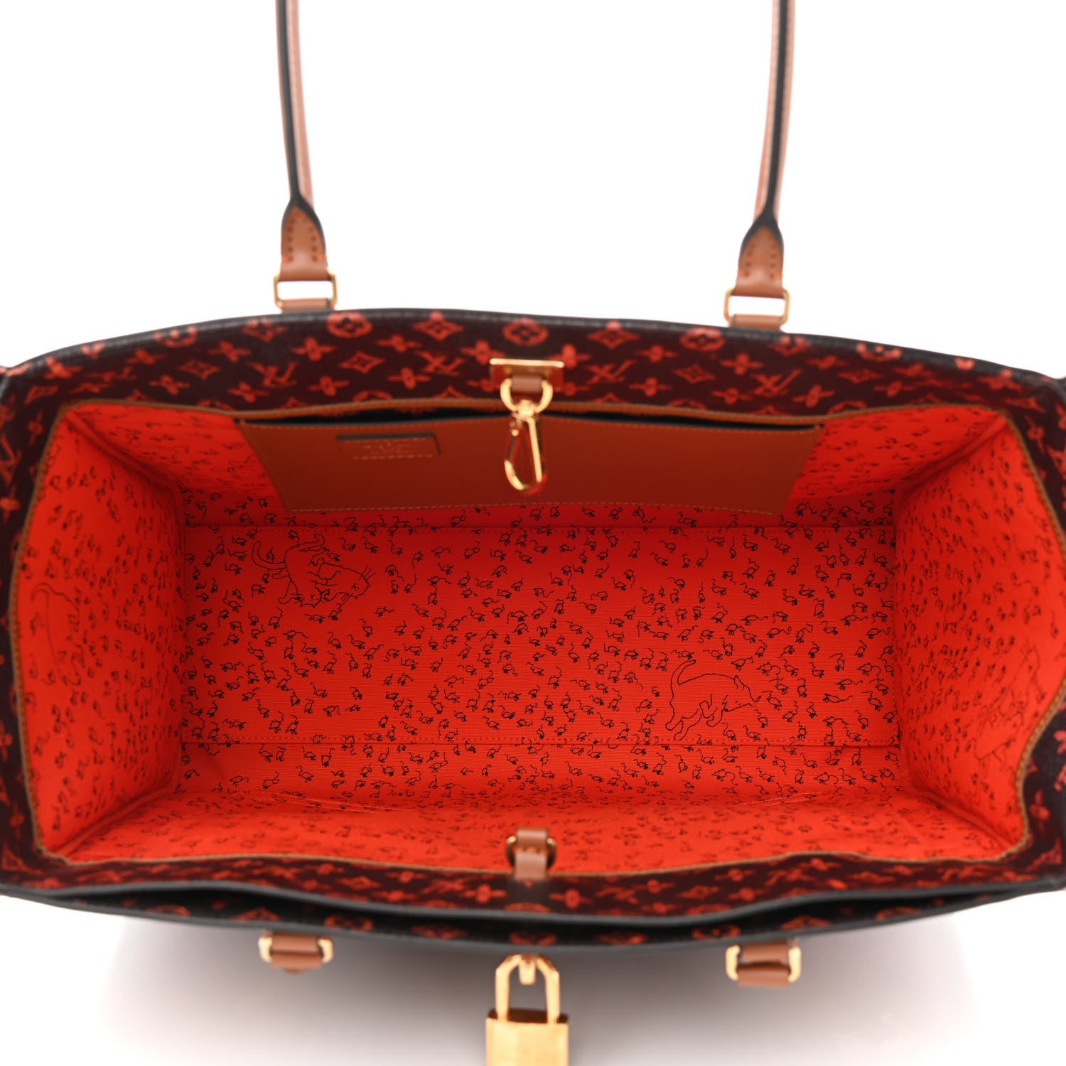 Louis Vuitton Calfskin Catogram City Steamer Cabas XXL Orange Marron 5 of 9