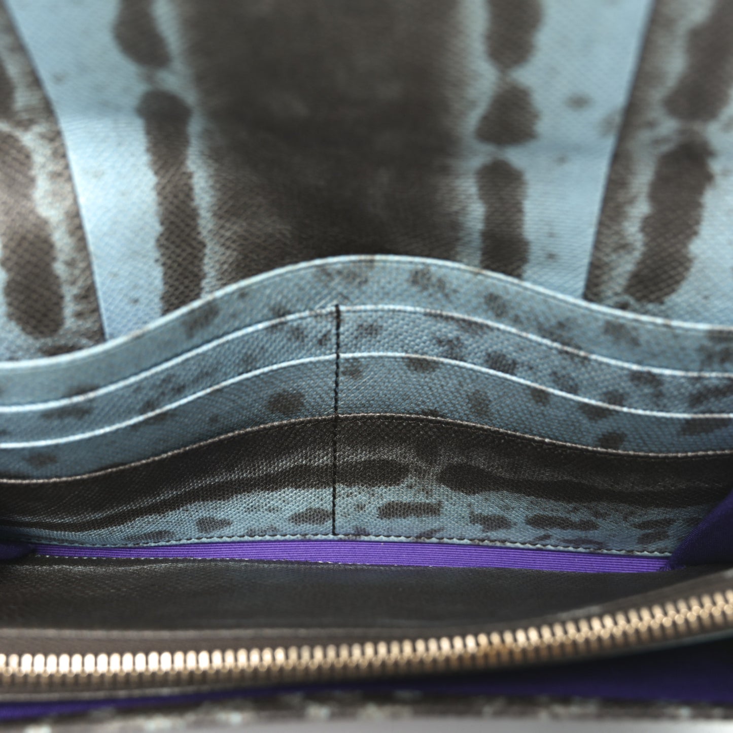 Karung Calfskin Serpenti Forever Long Wallet Blue Brown