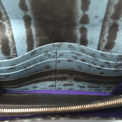 Bulgari Karung Calfskin Serpenti Forever Long Wallet Blue Brown 5 of 8