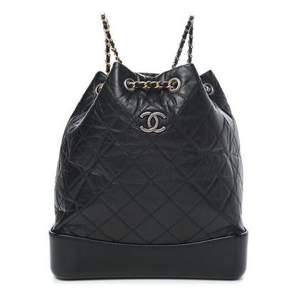 Chanel Aged Calfskin Quilted Gabrielle Backpack Black 1 of 9