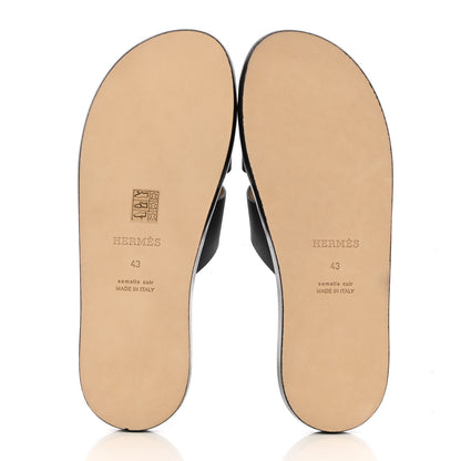 Hermes Calfskin Mens Izmir Sandals 43 Black 5 of 11