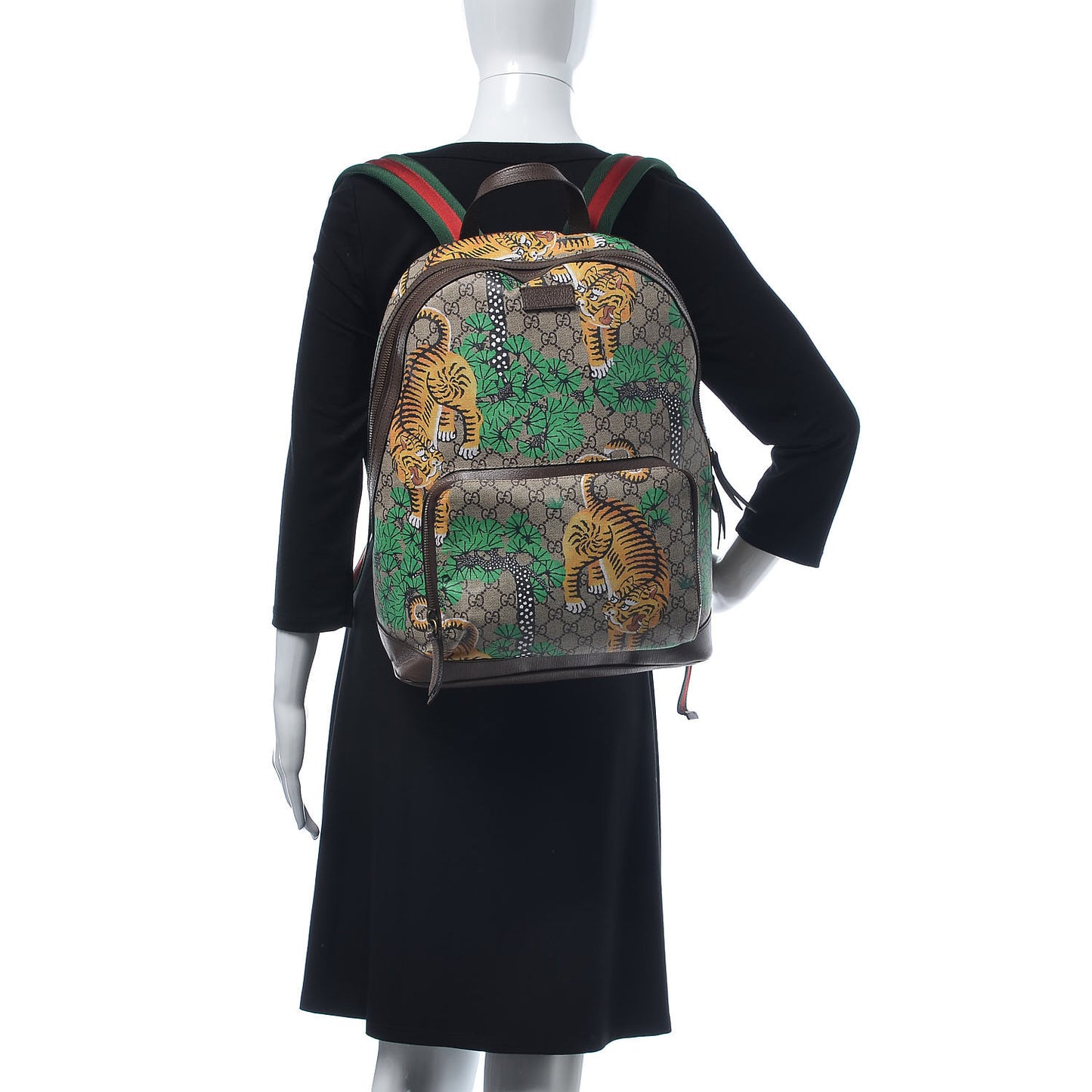 GG Supreme Monogram Bengal Web Day Backpack Beige Yard