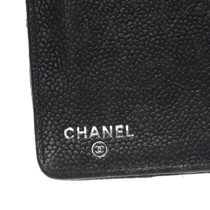 Chanel Distressed Caviar Stitched Outdoor Yen Wallet Black 6 of 13