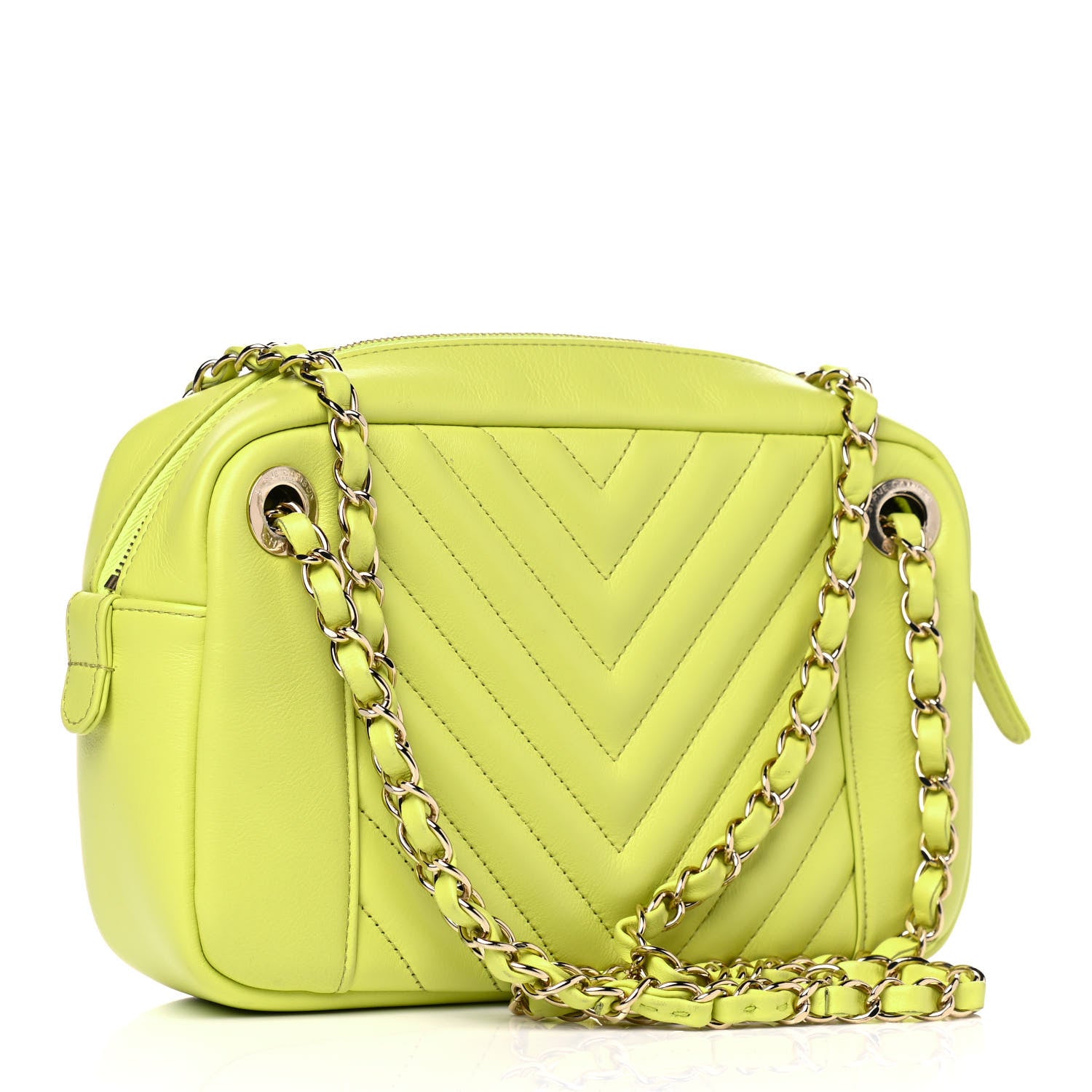 Chanel Calfskin Quilted Daily Chevron Camera Case Light Green 2 of 7