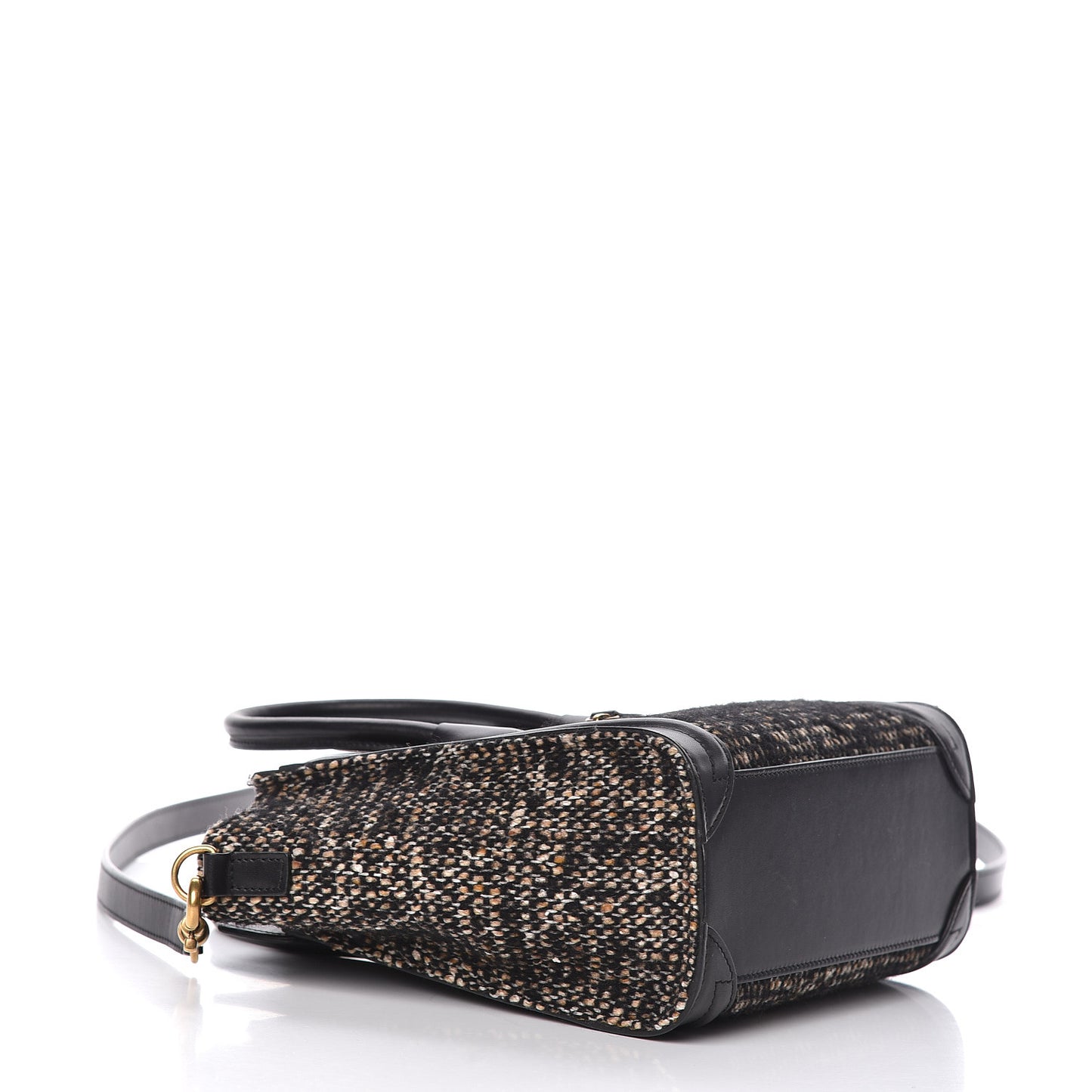 Smooth Calfskin Tweed Nano Luggage Black
