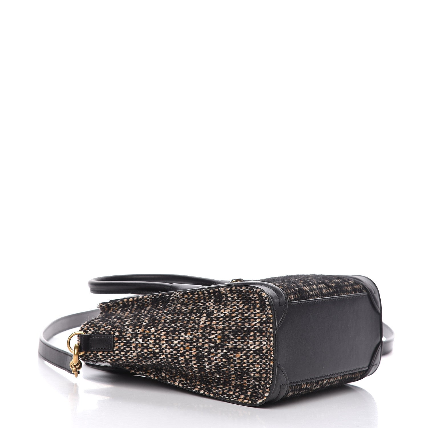 Celine Smooth Calfskin Tweed Nano Luggage Black 4 of 10