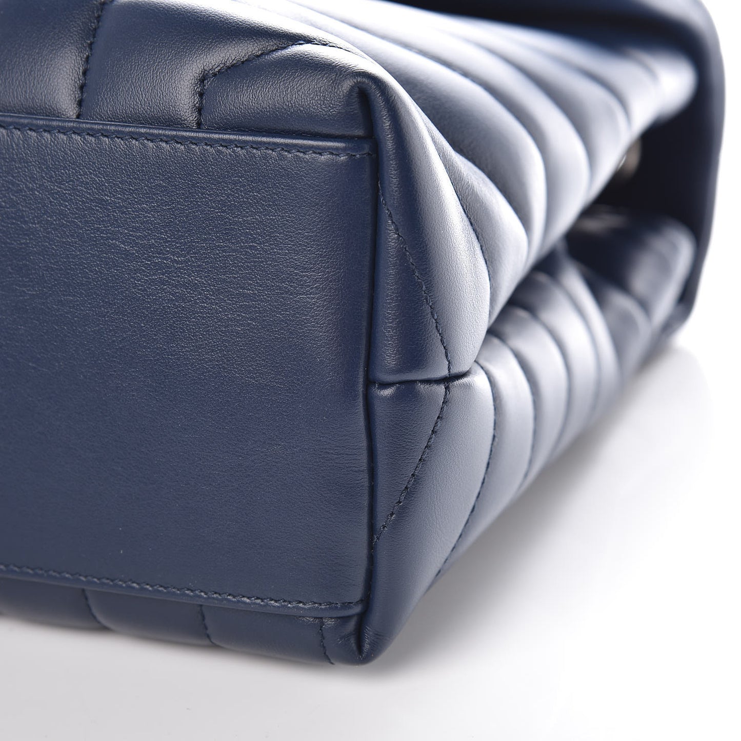 Calfskin Y Quilted Monogram Medium Loulou Chain Satchel Denim Blue