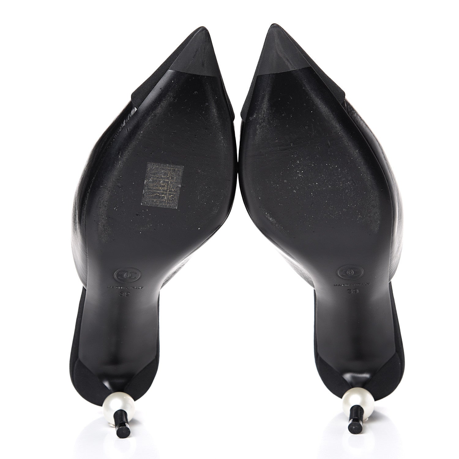 Chanel Patent Grosgrain Cap Toe Pearl Mule 39 Black 6 of 13