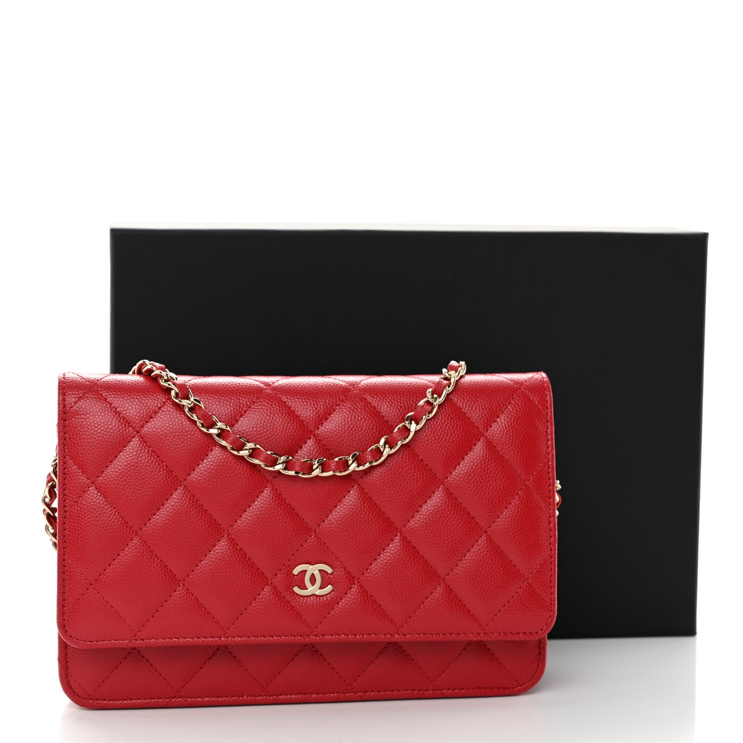 Chanel Caviar Quilted Wallet on Chain WOC Red 12 of 12