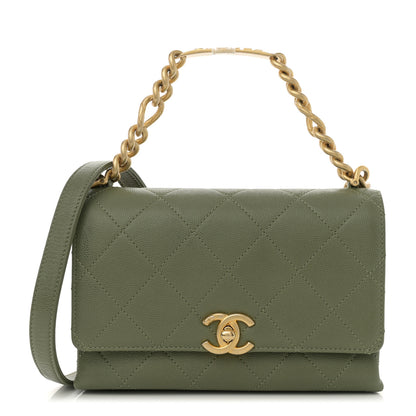 Chanel Caviar Quilted Mini Bracelet On Chain Flap Green 1 of 13