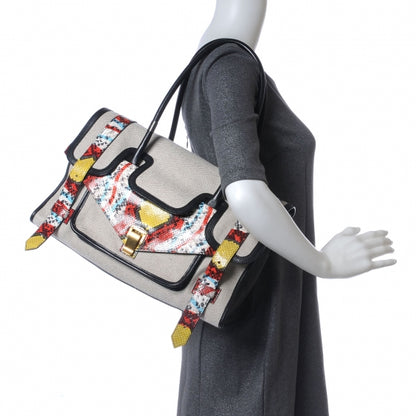 Proenza Schouler Canvas and Python Embossed Leather PS1 Small Keep All 2 of 7