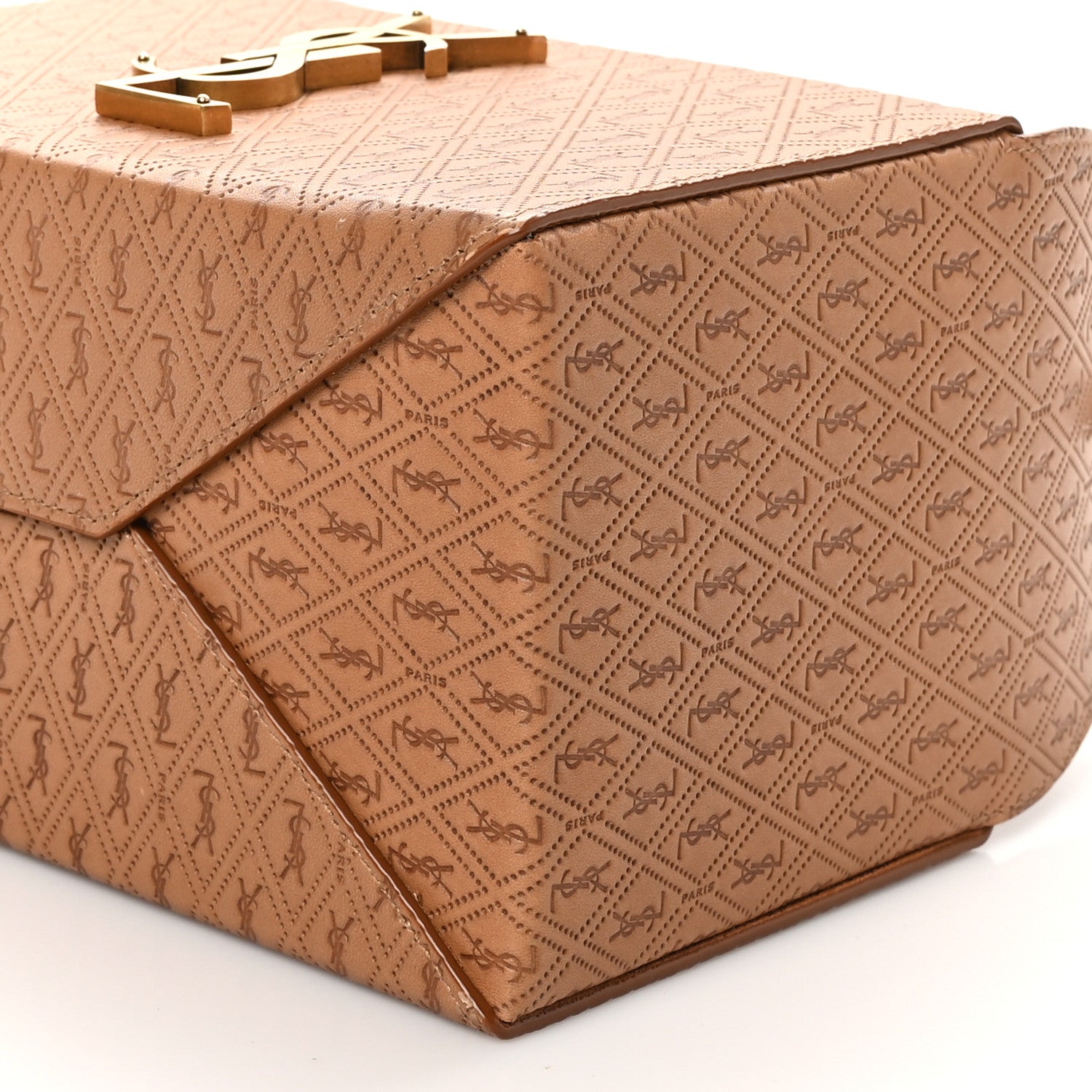 Saint Laurent Calfskin Monogram Take Away Box Dusty Vintage Brown Gold 9 of 9