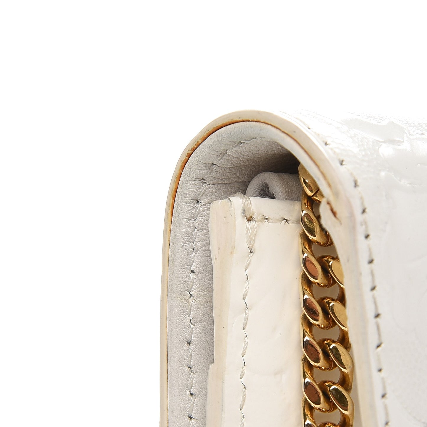 Calfskin Embossed Palazzo Chain Evening Bag White