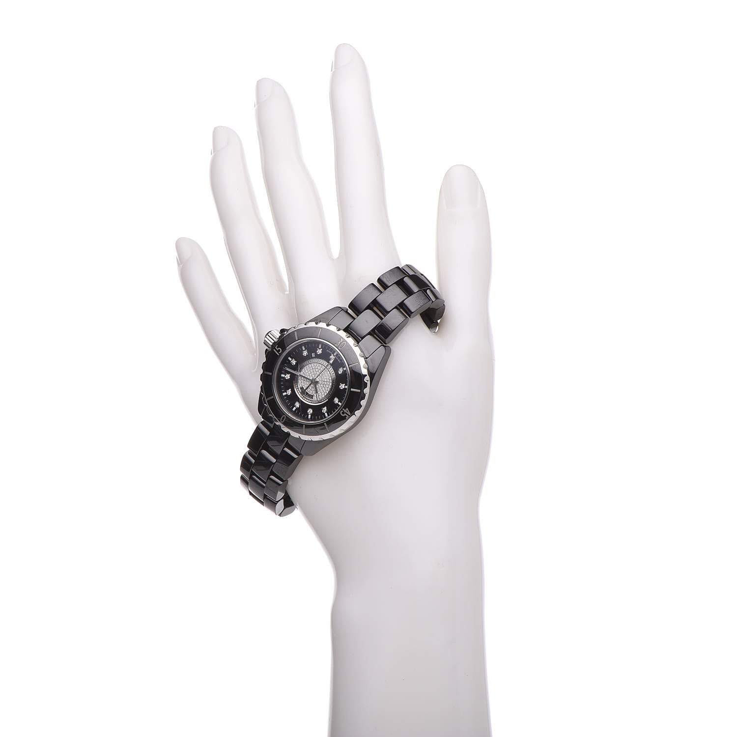 Chanel Stainless Steel Ceramic Diamond Dial 33mm J12 Quartz Watch Black 2 of 7