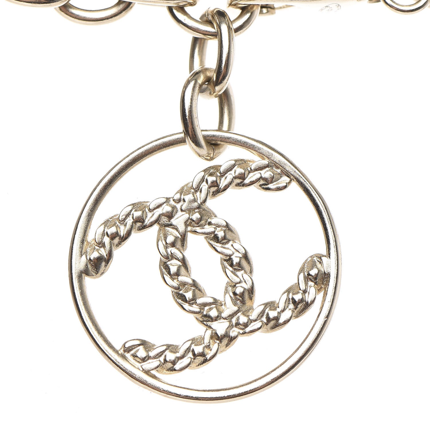 Chanel Metal Strass Crystal Logo Necklace Gold 4 of 4